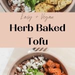 herb baked tofu in a bowl
