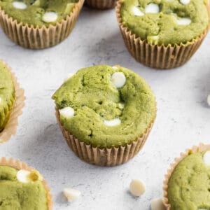 matcha muffins with white chocolate chips