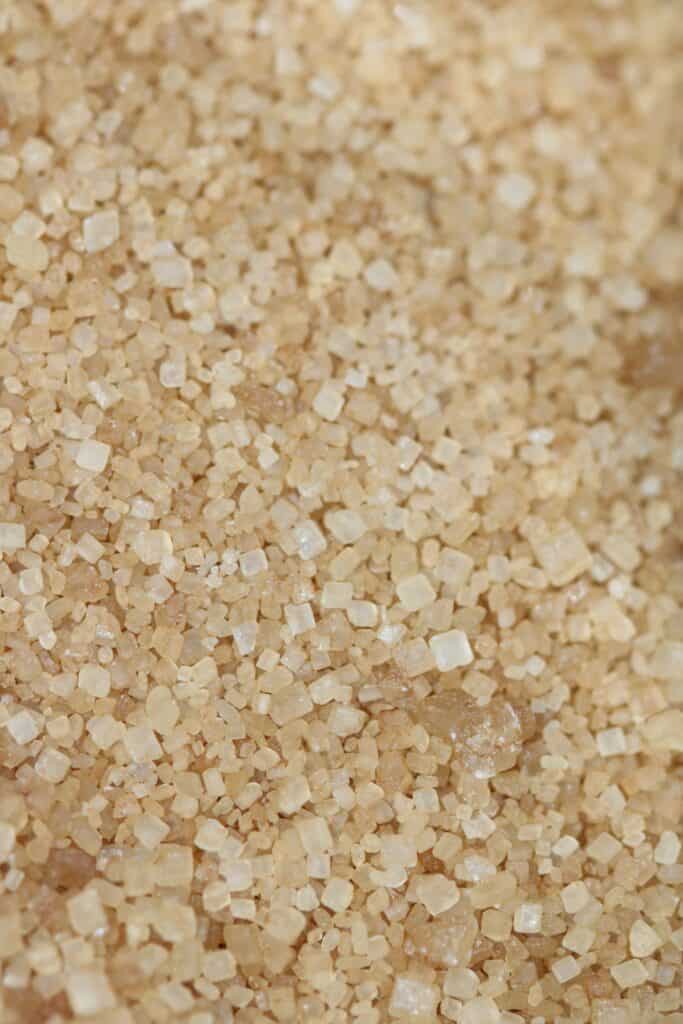 Up-close image of brown sugar crystals.