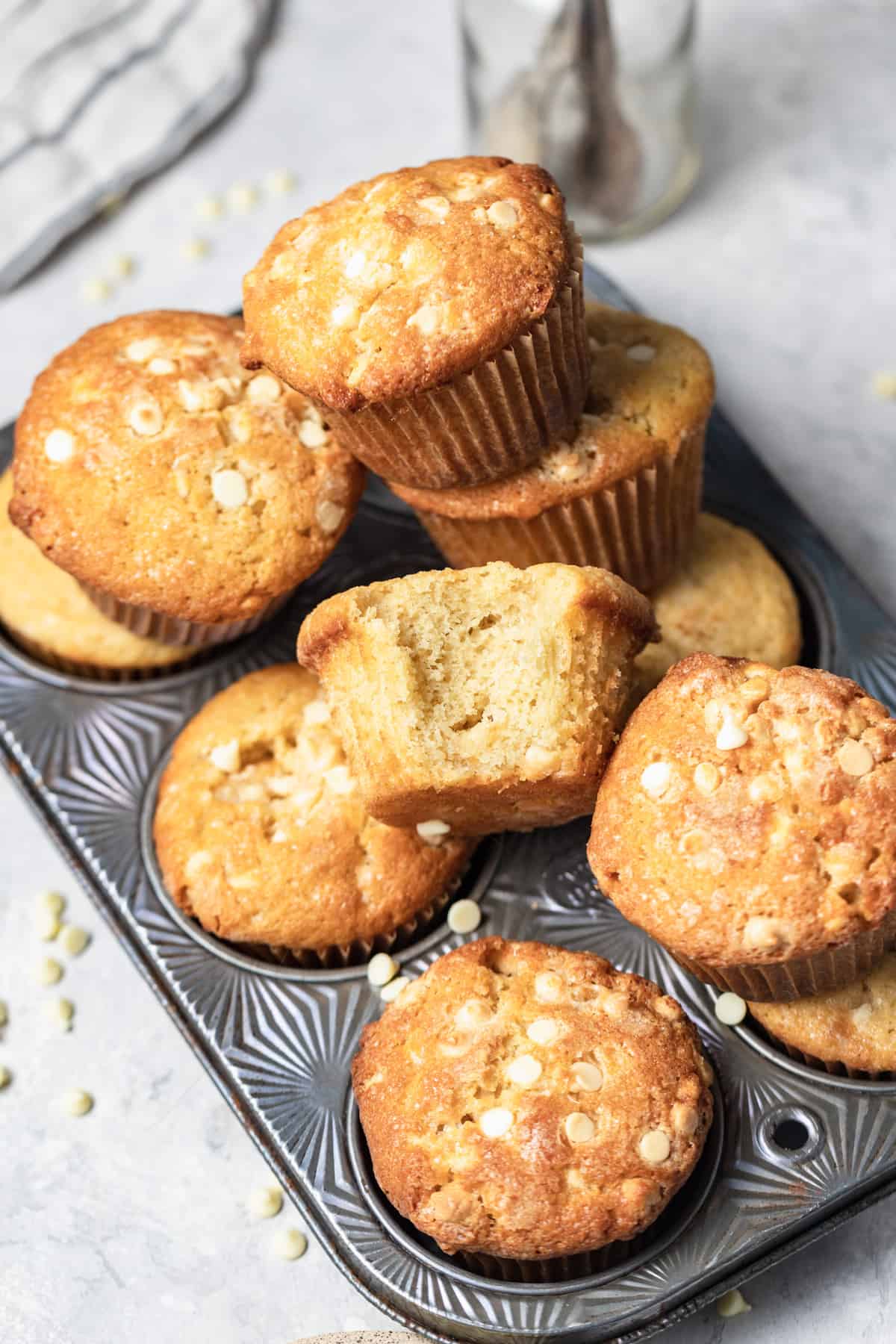 Muffins in a muffin tin.
