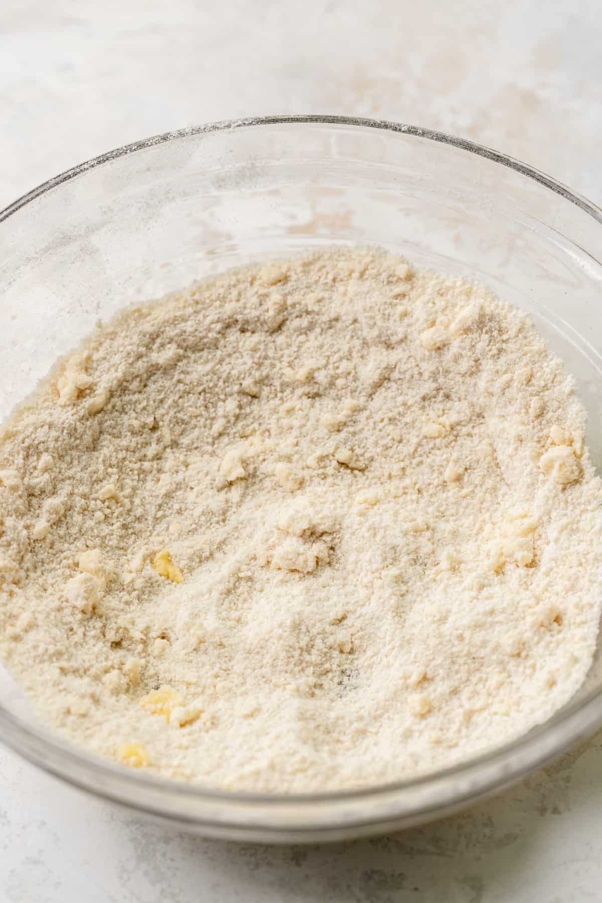 Dry ingredients to make cupcakes mixed together in a bowl.
