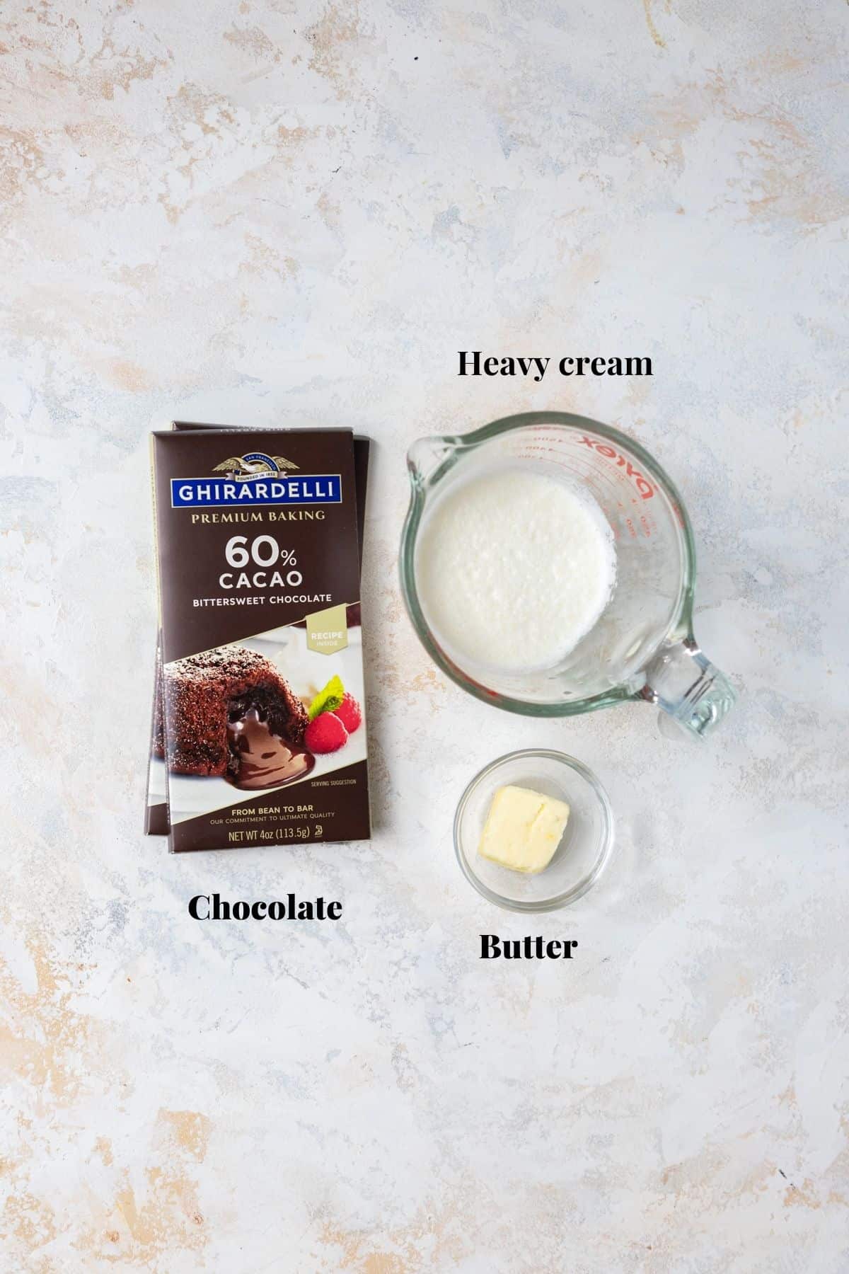 Ingredients to make chocolate ganache.