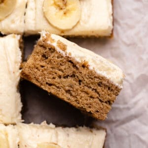 A sliced banana bar showing texture.