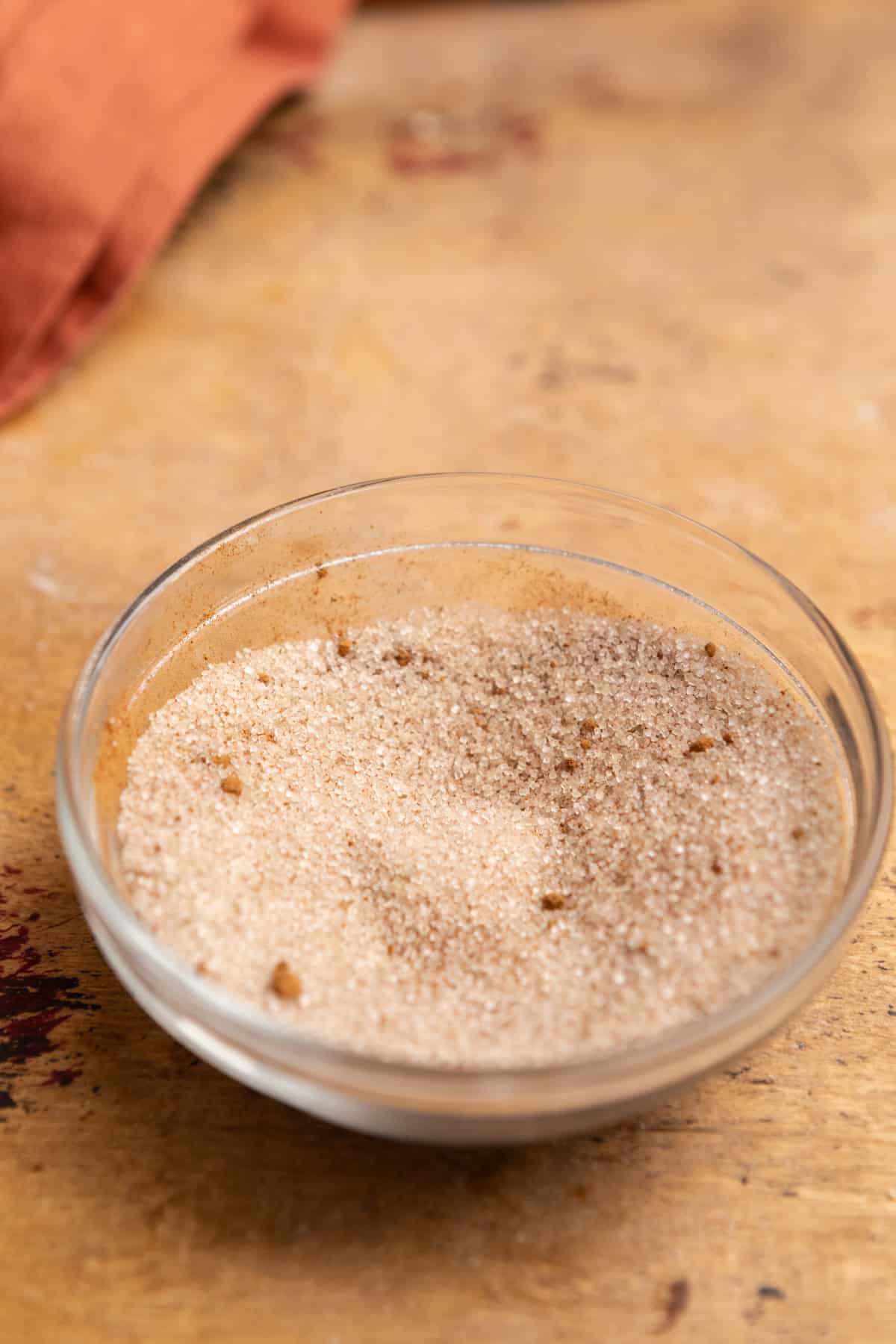 A bowl of cinnamon sugar.