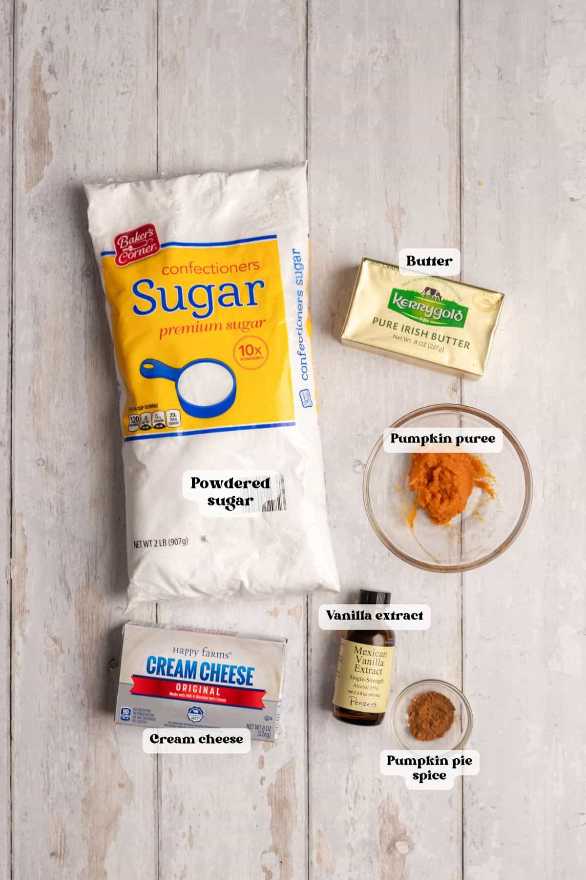 Ingredients to make the frosting for the cupcakes.