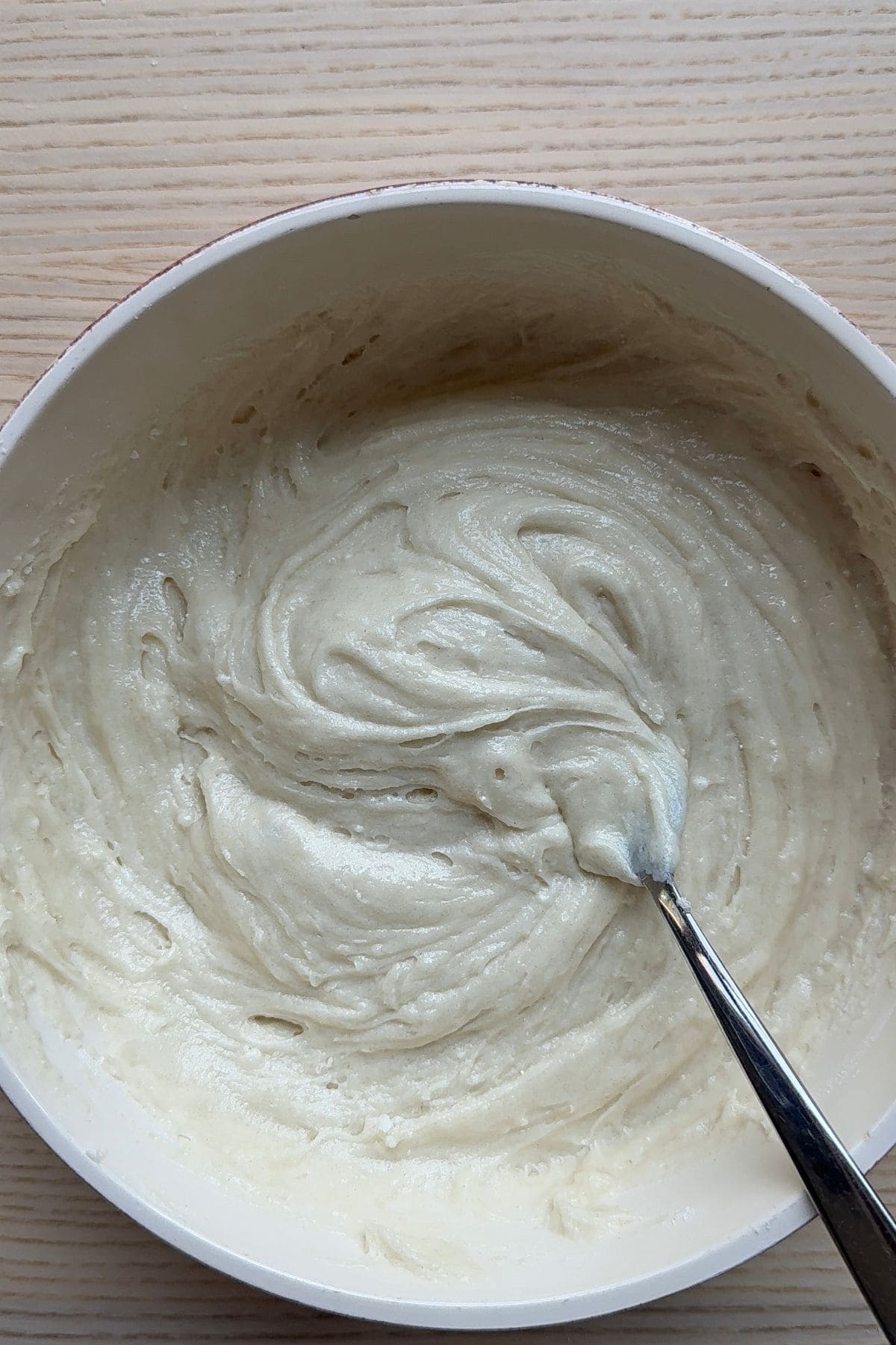 Cake batter in a bowl.