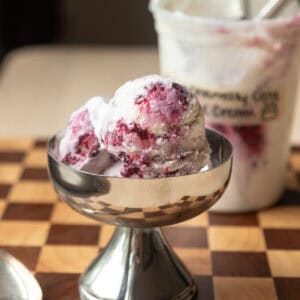 Berry Chantilly ice cream in a bowl.
